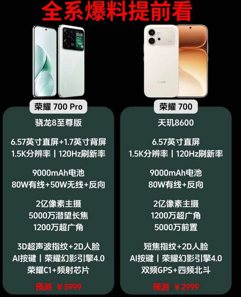 荣耀700这配置，销量能超过上一代500系列吗
