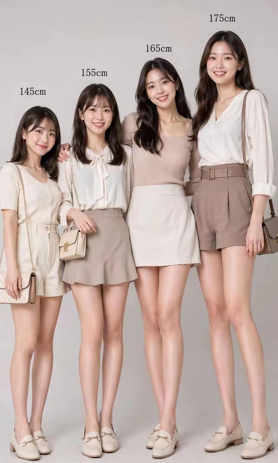145cm的女孩虽然是4位中最矮的，也确实很矮。但却是她们当中身材最好的，不接受