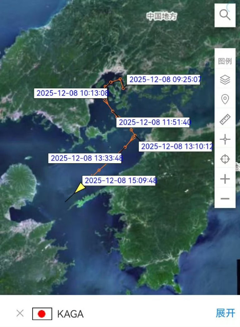 🔻根据AIS数据，瘸腿的加贺一度开出港，然后又开回去了。🔻不知道自卫队在