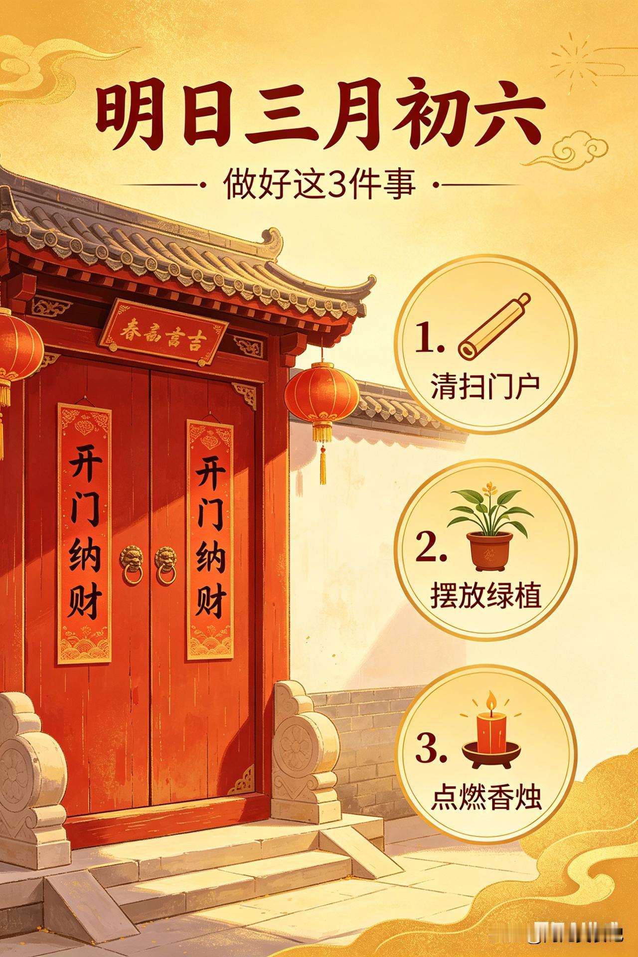 明日三月初六“开门纳财”！做好这3件事，福运进家门，全年顺风顺水明日农历三