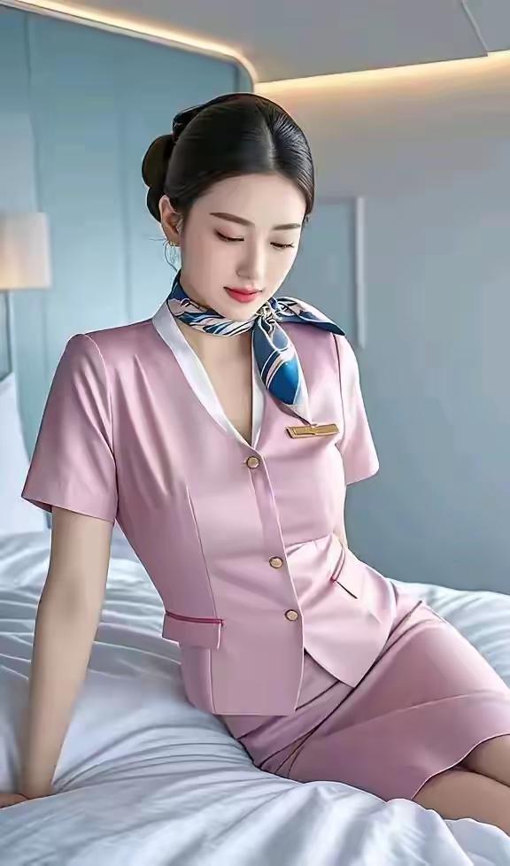 空姐的优雅与温柔，粉色的制服让人心动不已💕