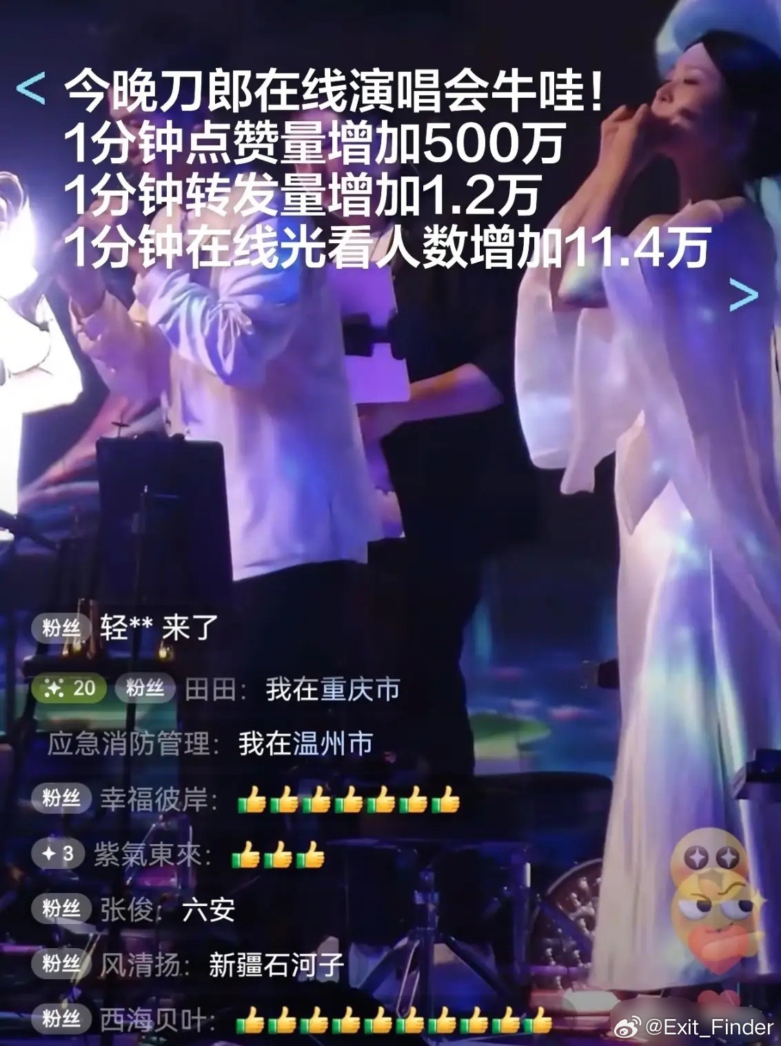 刀郎这次线上演唱会，简直是在内娱丢下了一颗深水炸弹，数据出来的时候，我眼珠子都要