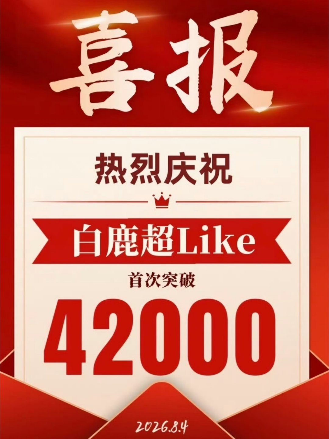 白鹿恭喜白鹿超Like首破42000！最近在微博刷到蛮多超Like相关内容，