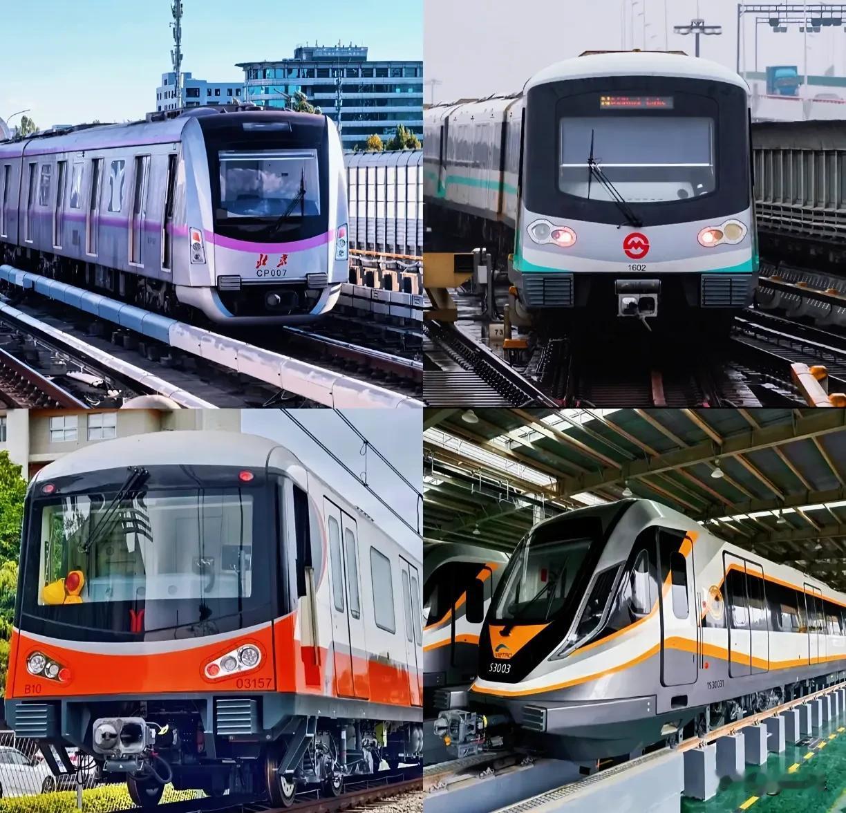 这是国内轨道交通里程最长的四个城市，北京地铁909km，上海地铁881.5km，