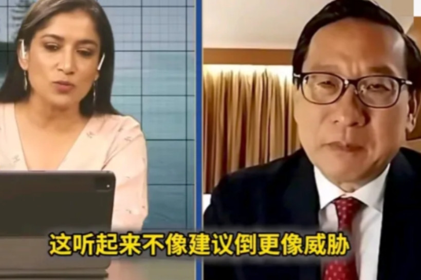 再次与印度媒体连线，显然，高志凯吸取了上次的经验，面对印度女主持人的打断和主观臆