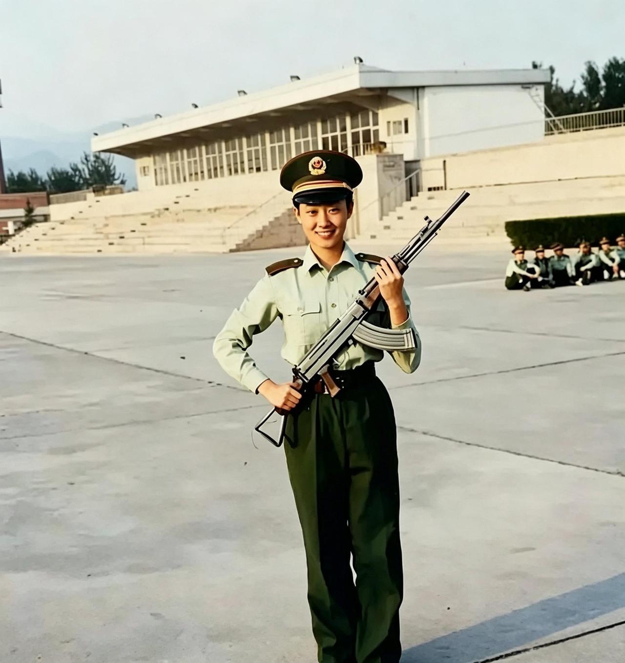 很少有人把银幕上那个温软的"李焕英"，和一身戎装、手握钢枪的女兵连在一起。可翻出
