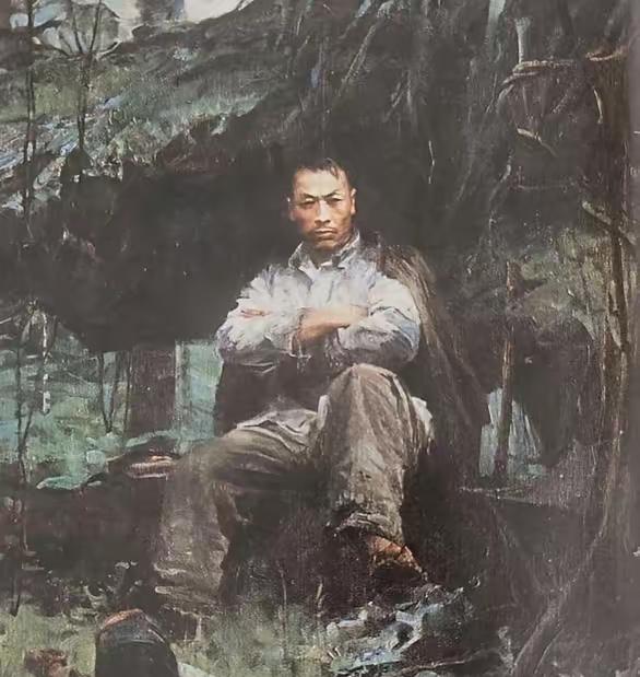 这幅油画画的是陈毅最艰难的时刻，他以为自己死定了。 1936年冬天，梅岭深处