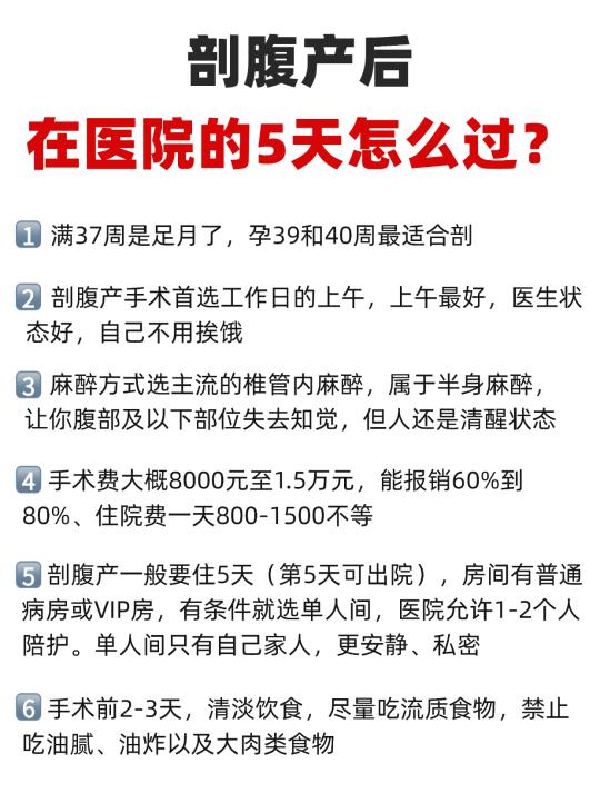 剖腹产后在医院的1—5天怎么过？一次性说清楚