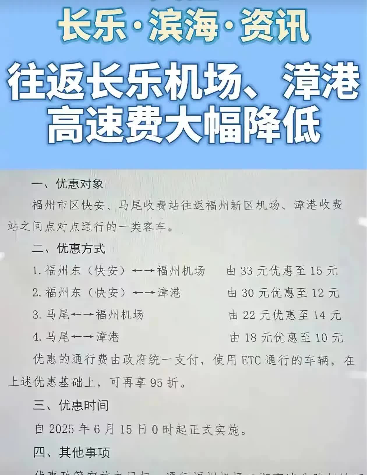 好消息，又是一个特大好消息，福州到长乐机场高速费大幅降价啦。相比之前福州