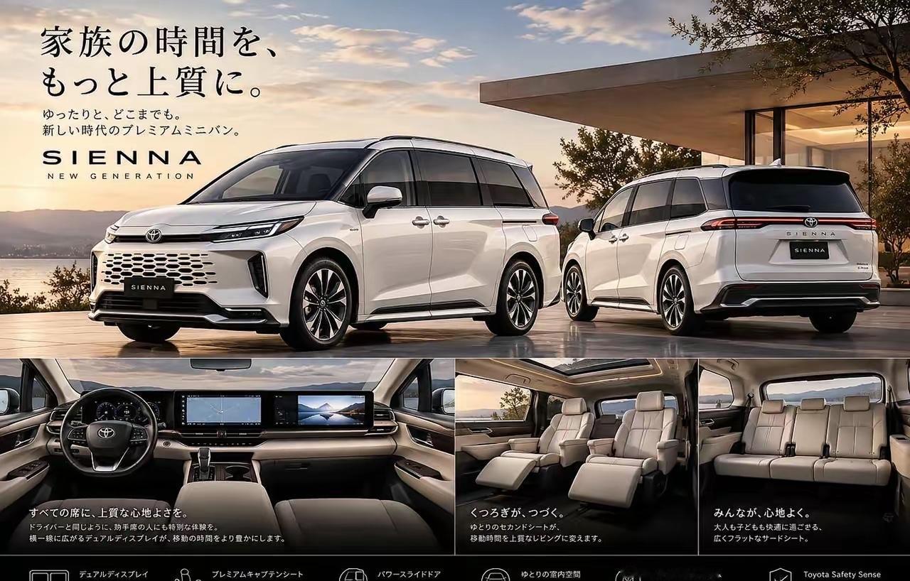 新款丰田塞纳这波颜值真的顶到我了。北美版2024款刚曝光的假想图里，前脸格栅直