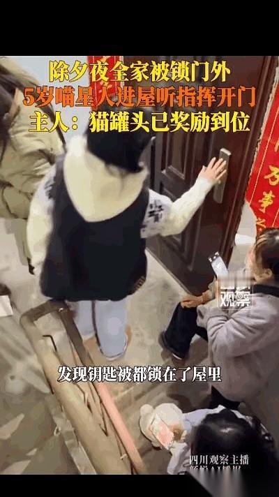 除夕夜，全家被锁门外，叫了十几个开锁师傅全在放假。最后怎么进去的？把猫从窗户
