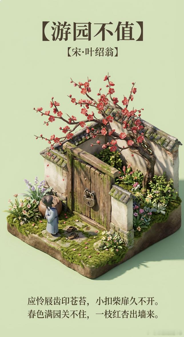 发现小学三年级课本上，叶绍翁的游园不值（图一）没有了，换为了另外一首夜书所见（图