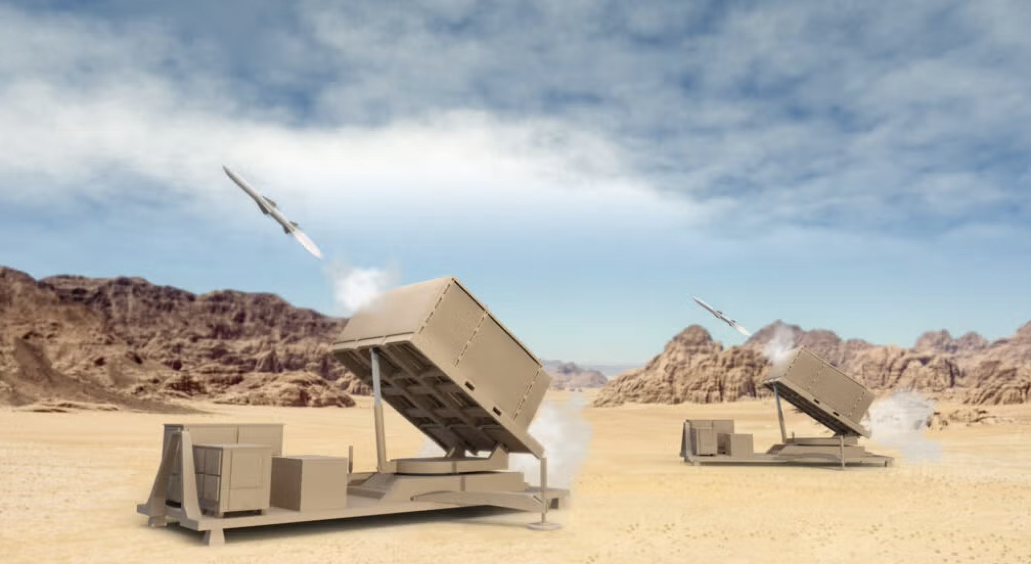 【图1和图2】美国波音公司展示的新型拦截弹，用于竞标MD三等人的“间接火力防御系