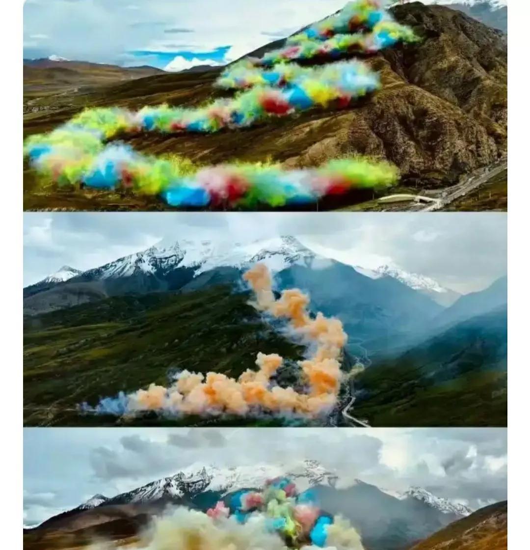 9月19日，西藏喜马拉雅山脉燃放大型艺术烟花《升龙》引发争议。一位西藏同胞说: