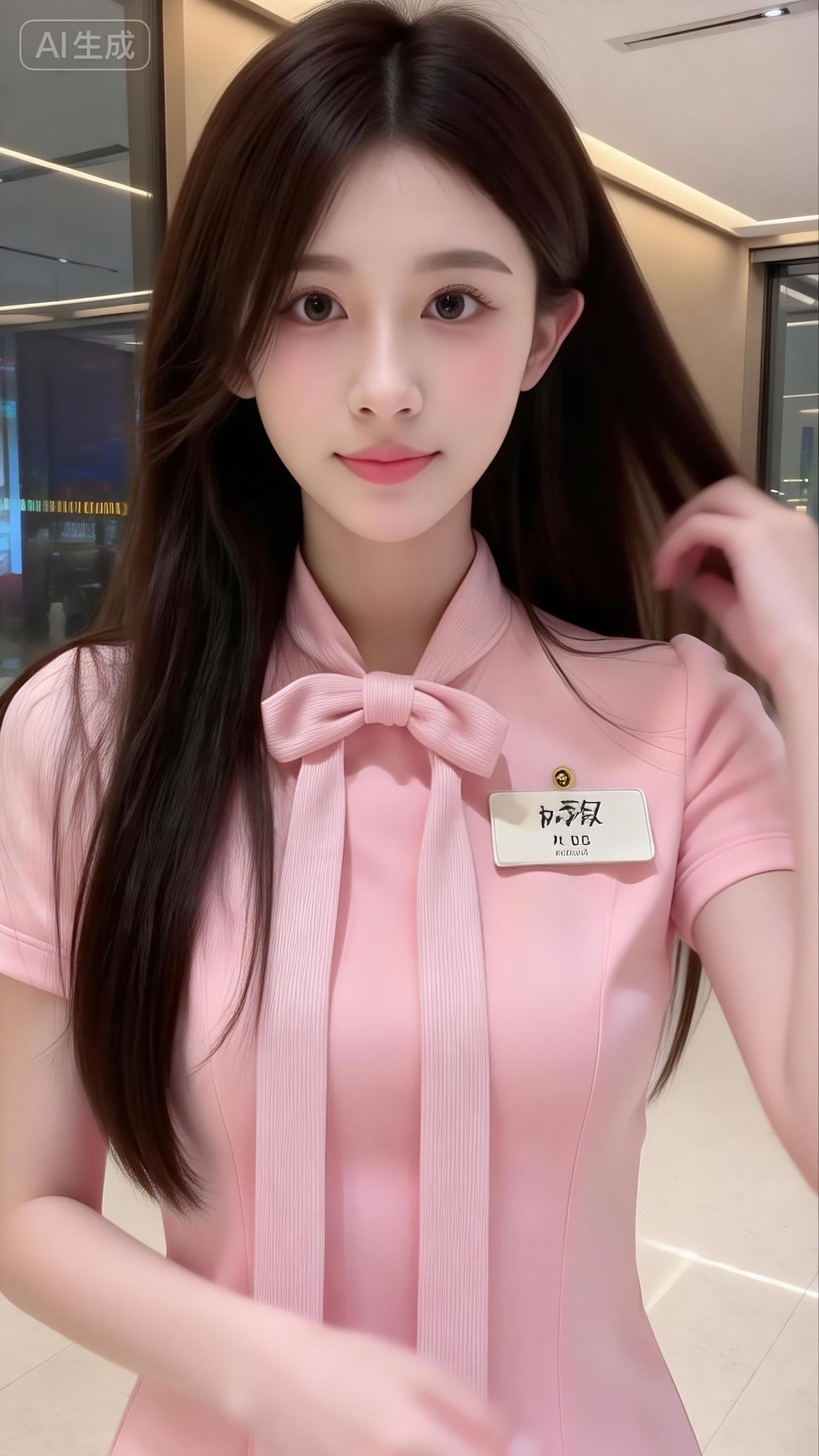 温柔感满分的粉裙姐姐职场风也能甜到心坎里！粉裙+颈间蝴蝶结，衬得气质又软又