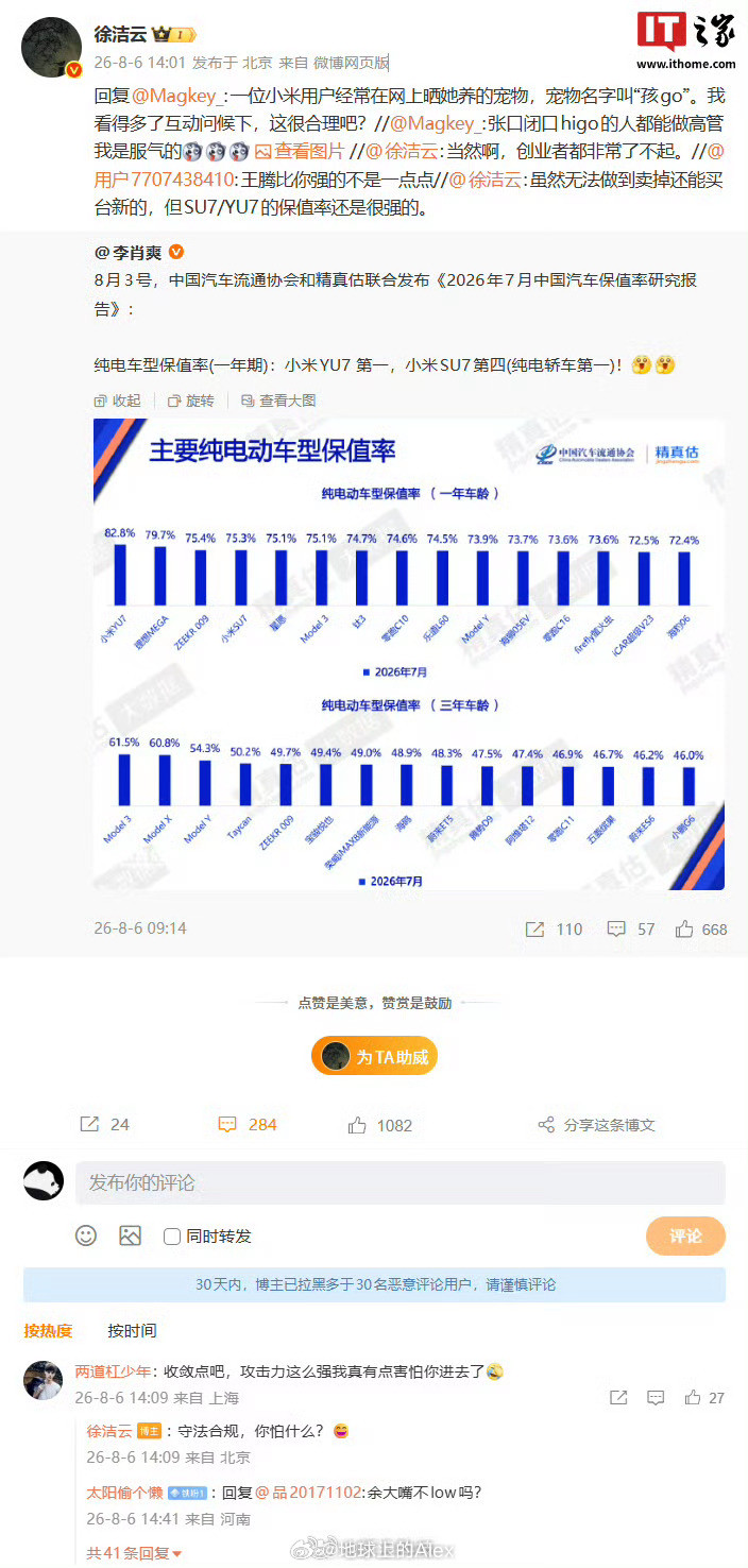 小米徐洁云回应孩go言论洁云总现在回应舆论的速度简直空前面对一些评论区的跳梁小丑