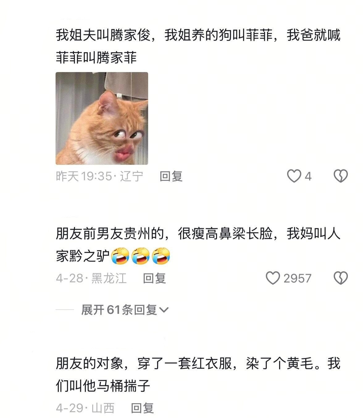 父母给男朋友起的奇葩外号父母形容女儿男朋友，张口就是梗​​​