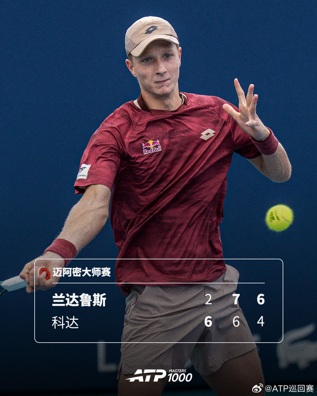 首个大师赛八强🔥ATP1000迈阿密大师赛第四轮，从资格赛突围的西班牙小将兰