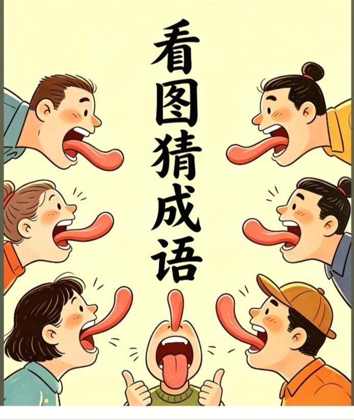 〔看图猜成语〕根据图中画面，猜个成语你。