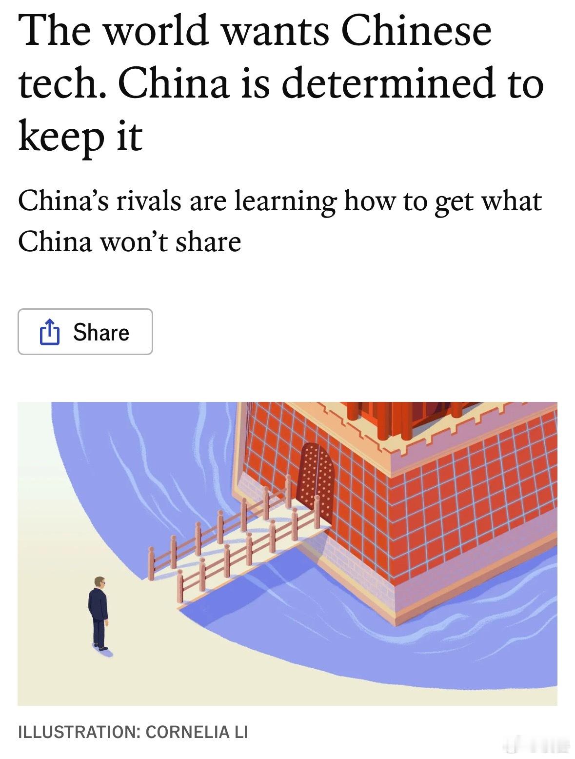 我们学习的经济学人又回来了。这次经济学人发表了一篇文章《世界需要中国技术，但是中