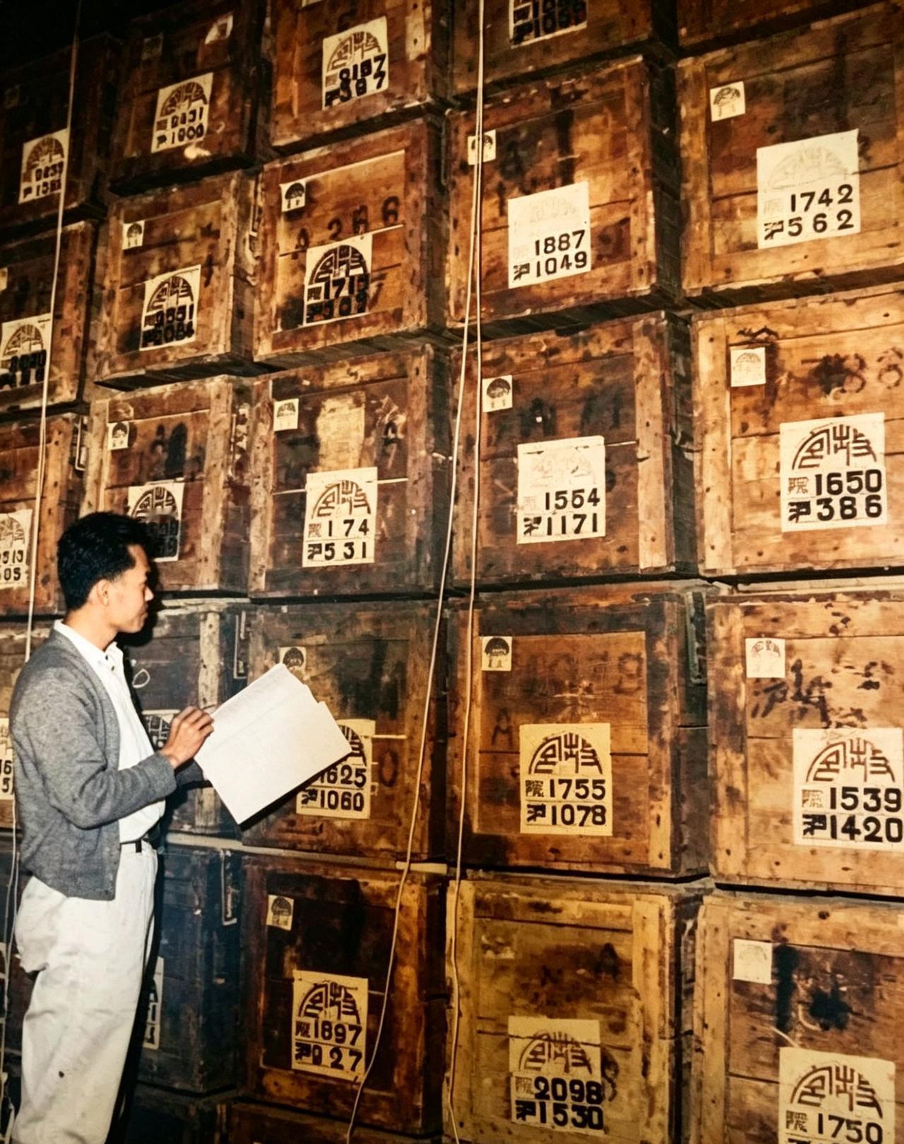 这是1950年工作人员对国民政府偷运到台的文物进行核对。至今仍有许多人认为当年偷