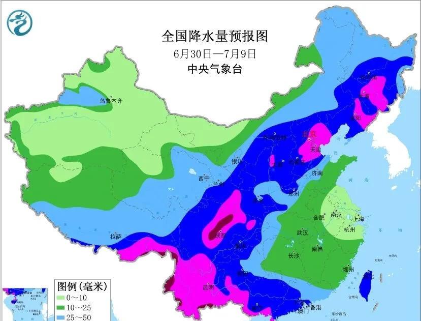 【中期天气预报】从最新的数值预报来看未来10天副热带高压偏西偏北，边缘雨带位置