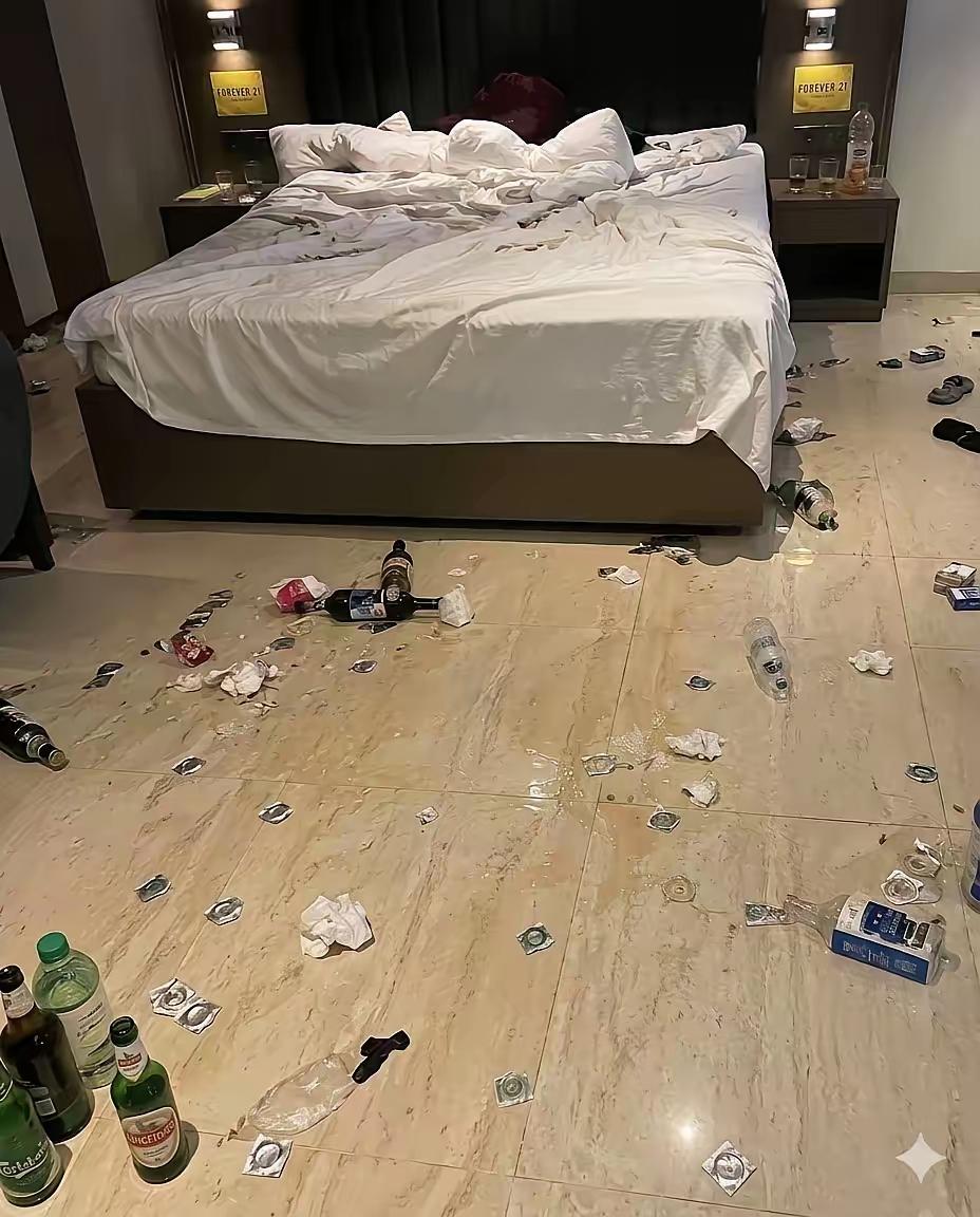 说真的，保洁阿姨看到这一幕，不要犹豫，该立即报警。有网友说，真是群魔乱舞，得多