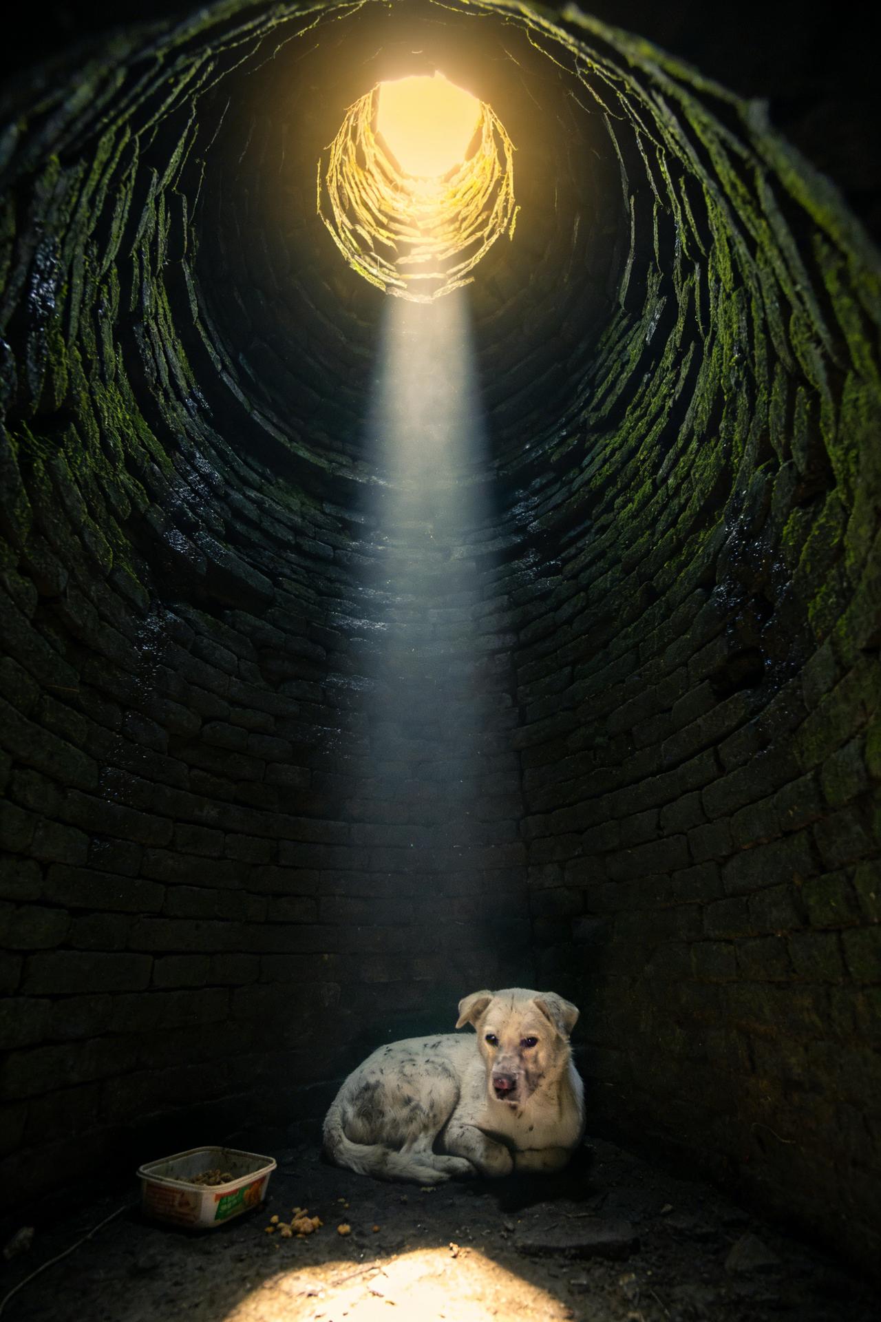 在烟台那个8米深的阴冷井底，一只狗活了三年，没饿死没冻死，还胖了三圈。这事儿