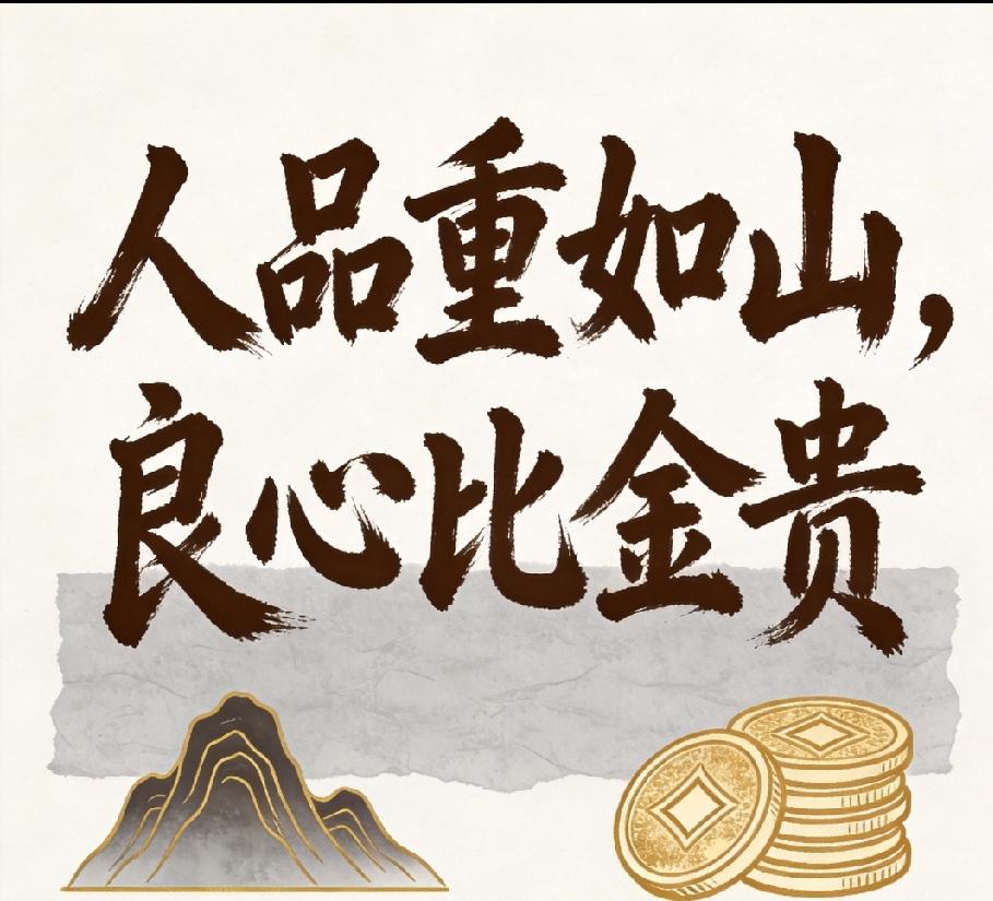 我超认同“人品重如山，良心比金贵”这句话。人活一世，名利钱财都是过眼云烟，真正能