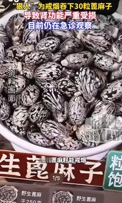 “悲剧还是发生了！”浙江，一男子为了戒烟，轻信“土法子”，竟一次性吞了30多粒蓖