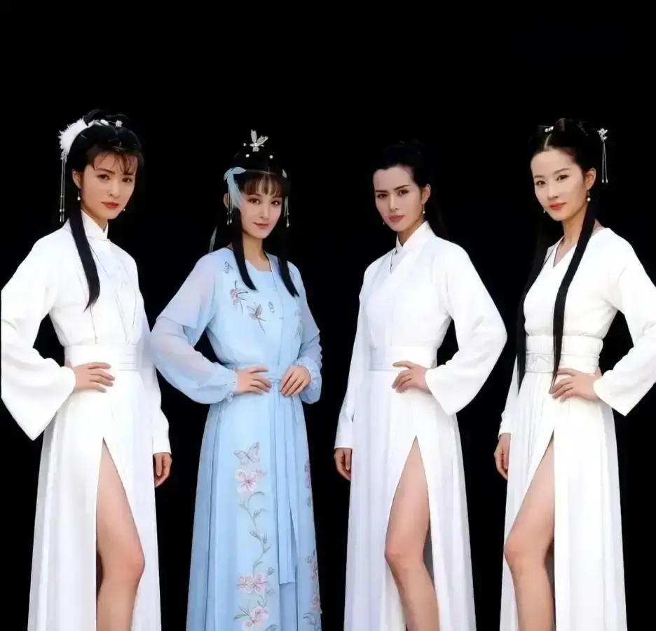 九个姑娘同演小龙女初见。我刷到视频，从李若彤到最新版，九个版本一字排开，白衣