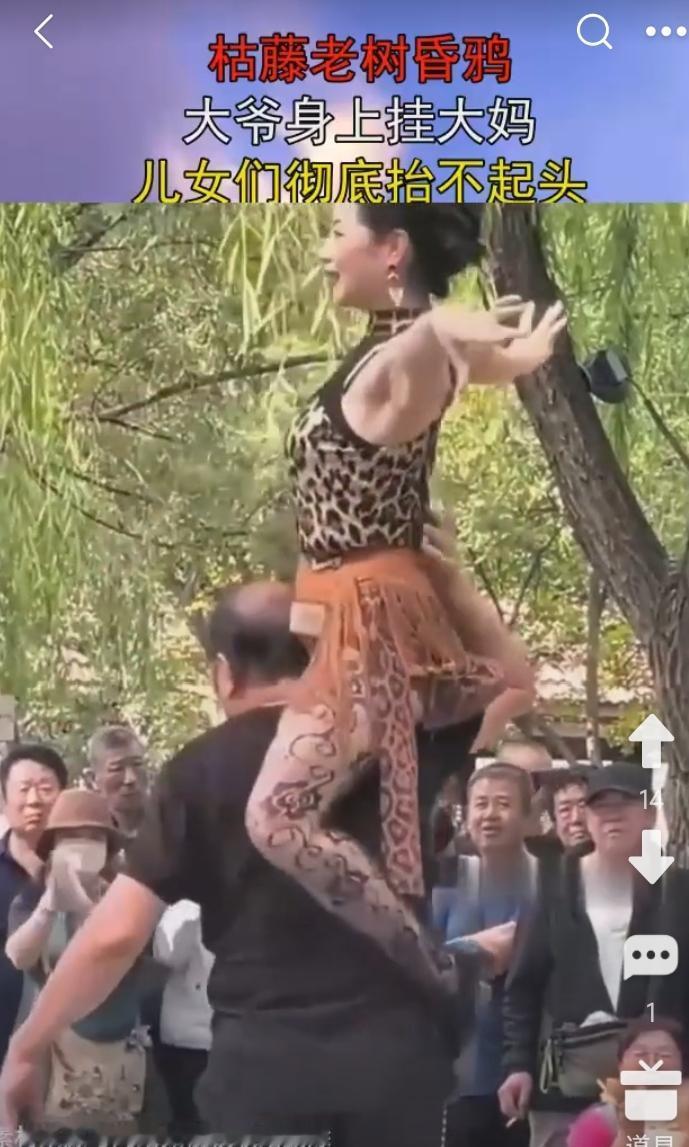 公园里丑陋的一幕。他们自以为有趣，却不知道是小丑。有人说他们是为老不尊，更有