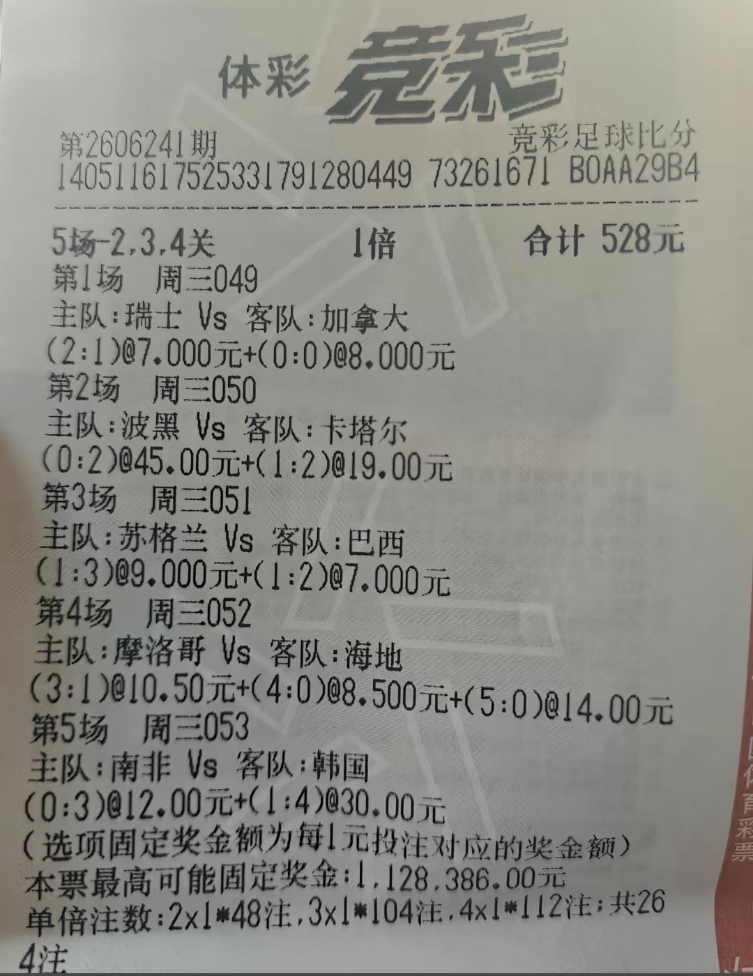 牛人牛单！试图528元，挑战最高112.8万元的回报！世界杯足球竞猜6月25