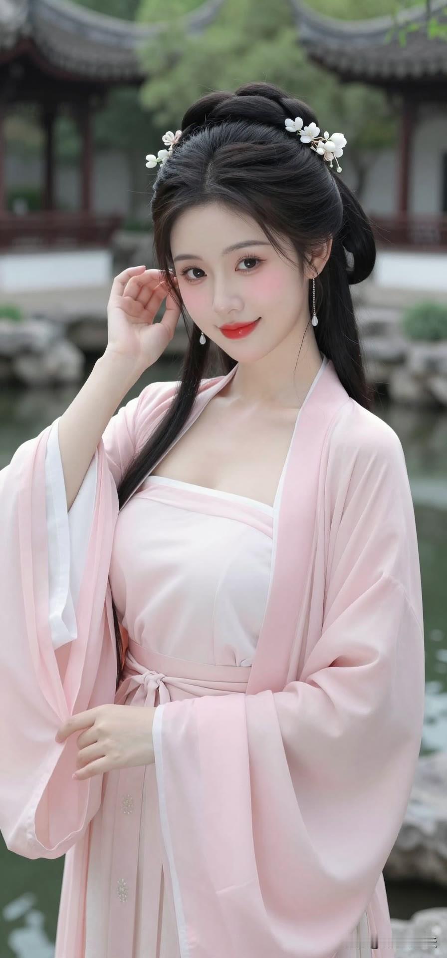 素衣映日，繁花刺绣，恰似仙子落凡尘。美女人像群高清美女高雅气质美女古风