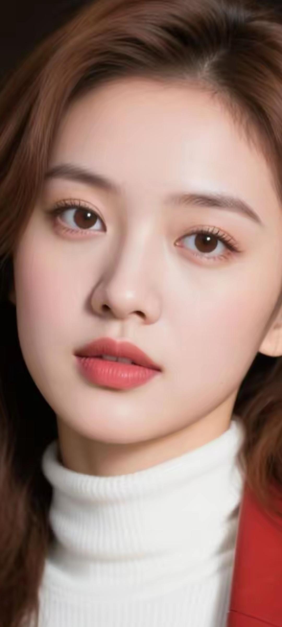 温柔甜美的少女，白皙肌肤，红唇微启，优雅迷人。