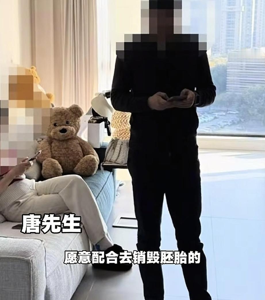 朱女士老公扛不住了回应愿意配合销毁胚胎说话声音很沉闷以前胚胎的事唐某某用了