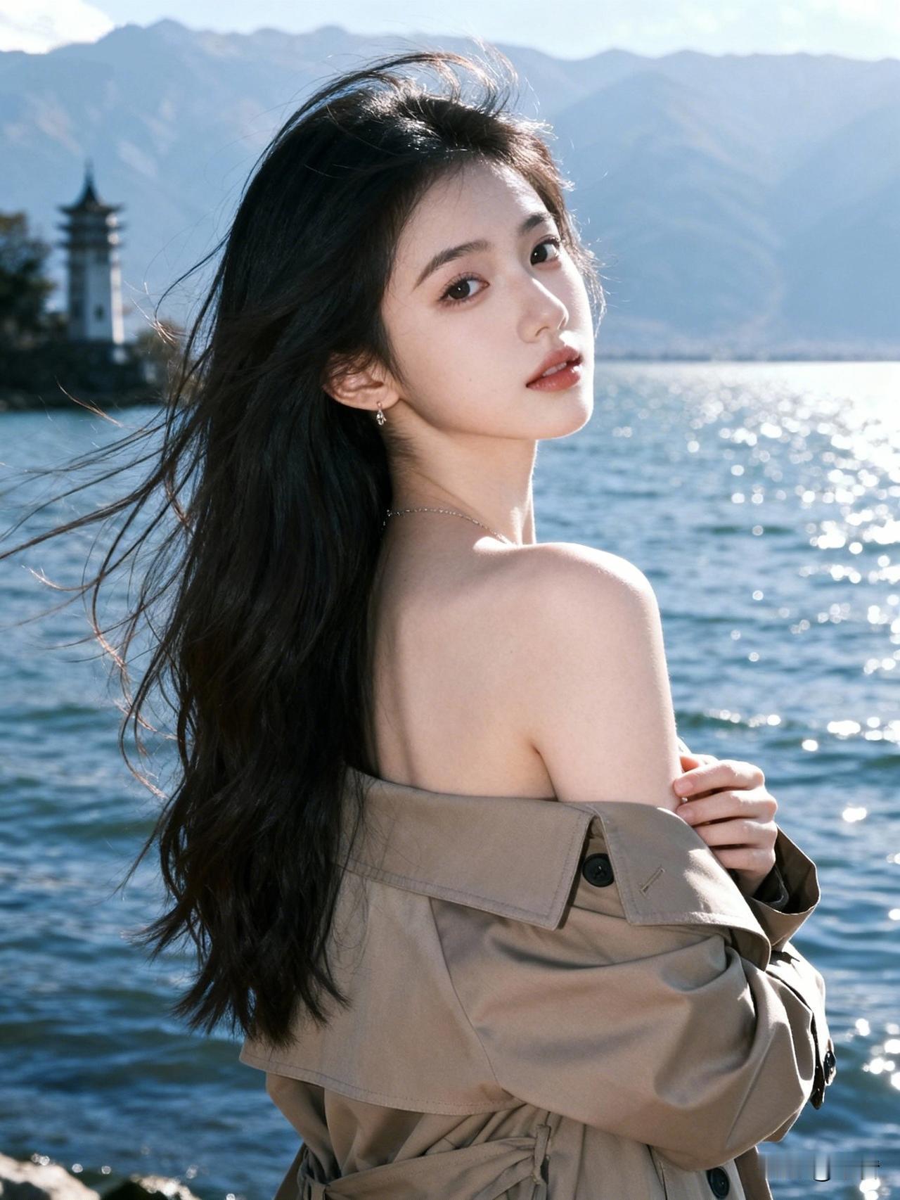 像闯入文艺电影里的女主角风衣勾勒姣好身形发丝光里藏着整个青春的灵动