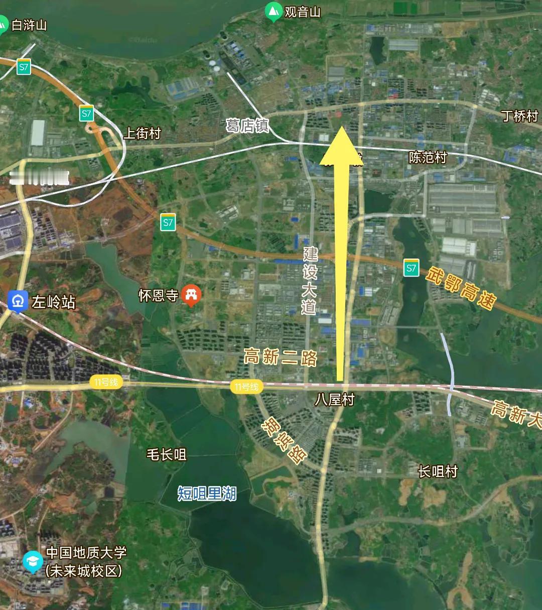 虽说武汉地铁11号线在几年前就知道了鄂州市华容区葛店南，但是我感觉还是不足以带动