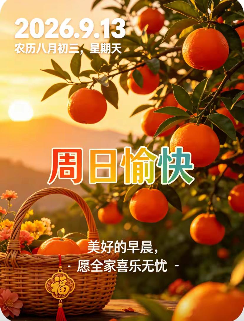 2026./9月13日，🍁周日愉快，生活恬淡舒心，福运常伴身旁