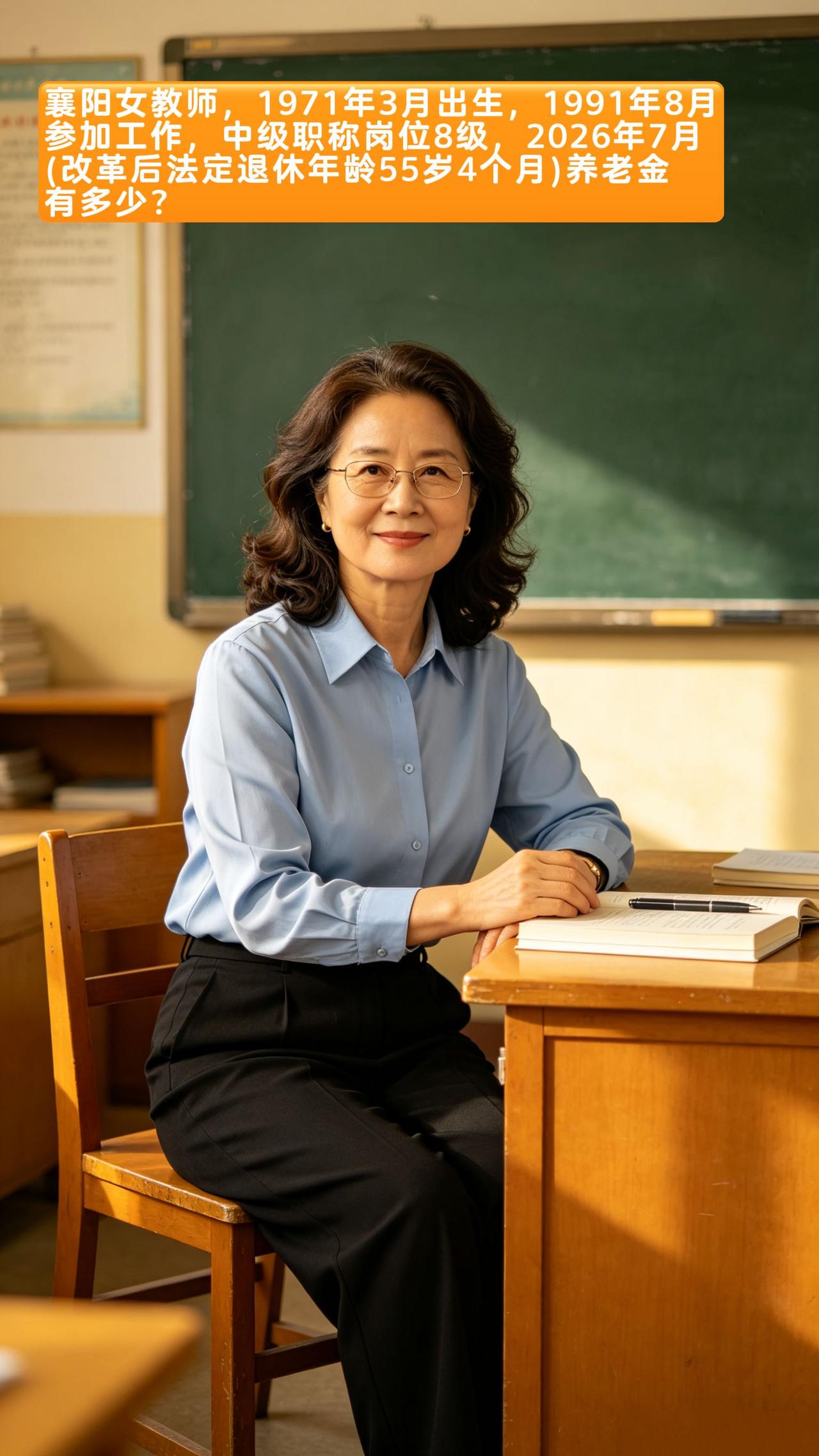 襄阳女教师，1971年3月出生，1991年8月参加工作，中级职称岗位8级，202