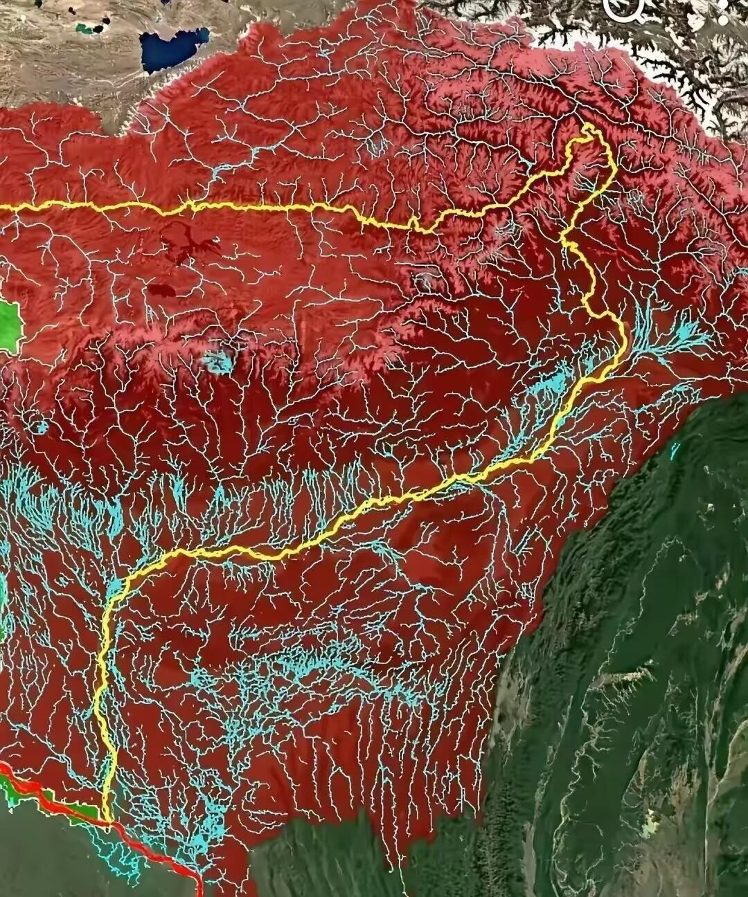 藏南地区的水系流域图，实在是太丰富了！藏南地区不缺水，因为属于热带季风气候和热带