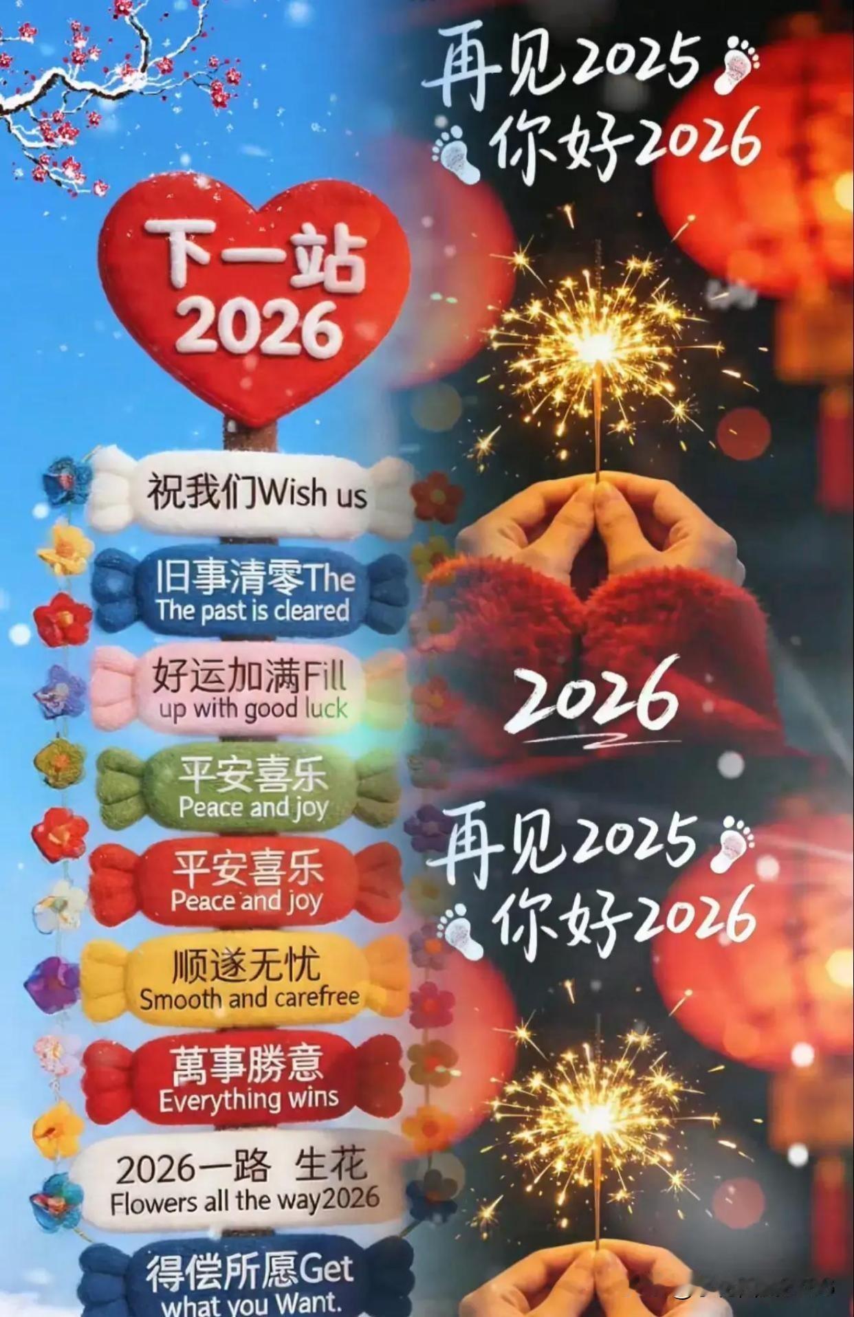 挥手别2025，笑着迎2026，平安顺遂，万事胜意。序章开启，岁岁无忧。《乙