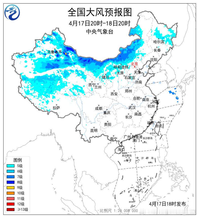 【大风沙尘】18日冷空气进入蒙古国的暖低压，搓合出一个气旋。气旋和冷高压之间得气