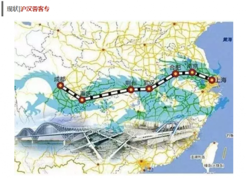 沿江高铁主要由成渝客专,渝利铁路,宜万铁路,汉宜铁路,合武铁路,合宁图片