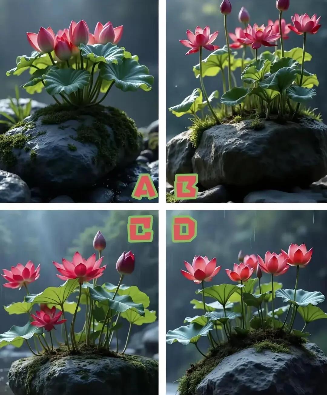 测测看你依靠什么走向人生巅峰？？下面四幅图的莲花，你会选择哪一幅图的呢？据