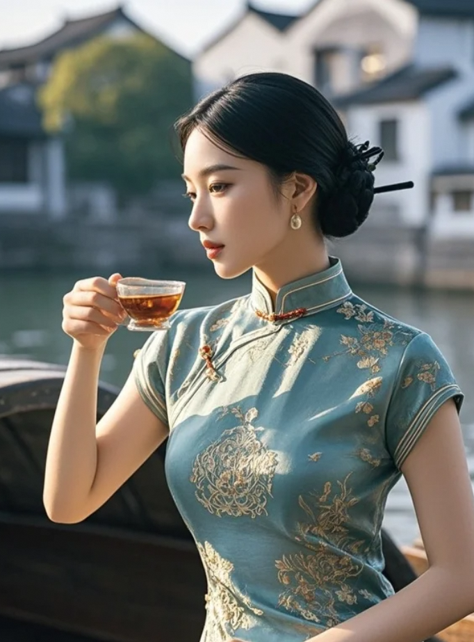 旗袍裹着《秦淮景》，步步皆是水墨画