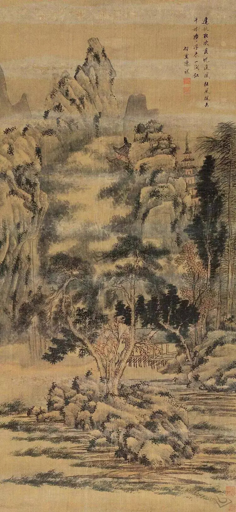 明陈裸山水画。陈裸（公元1563-约1639年），初名瓒，字叔裸，后去掉“叔