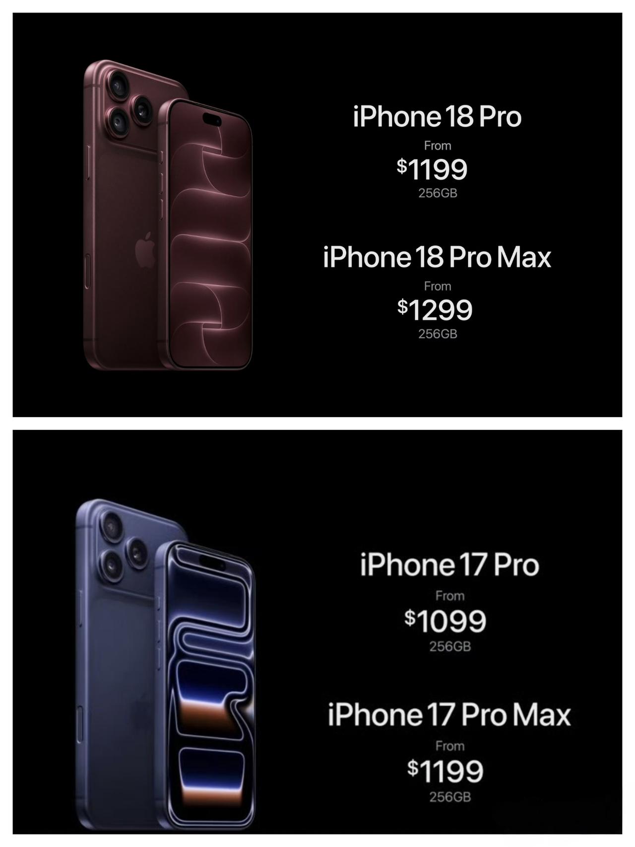 iPhone18Pro系列价格公布，9999元起可还行？凌晨看了一会儿发布
