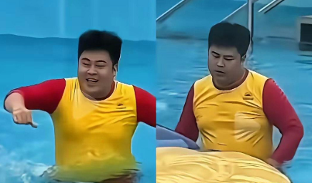 这哥们儿是水上乐园救生员！最近被投诉了，说他只救美女，搞男女区别对待！没想到公