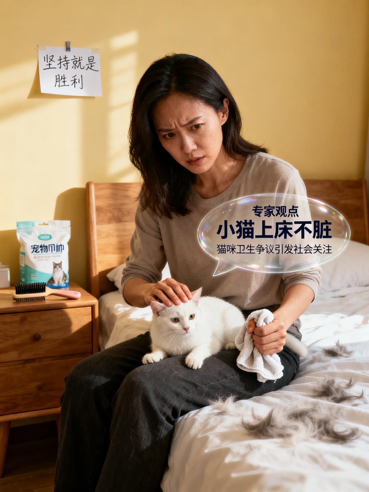 这件事说起来挺贴近日常生活的。网上有个话题叫“专家说小猫上床是不脏的”，一下子引